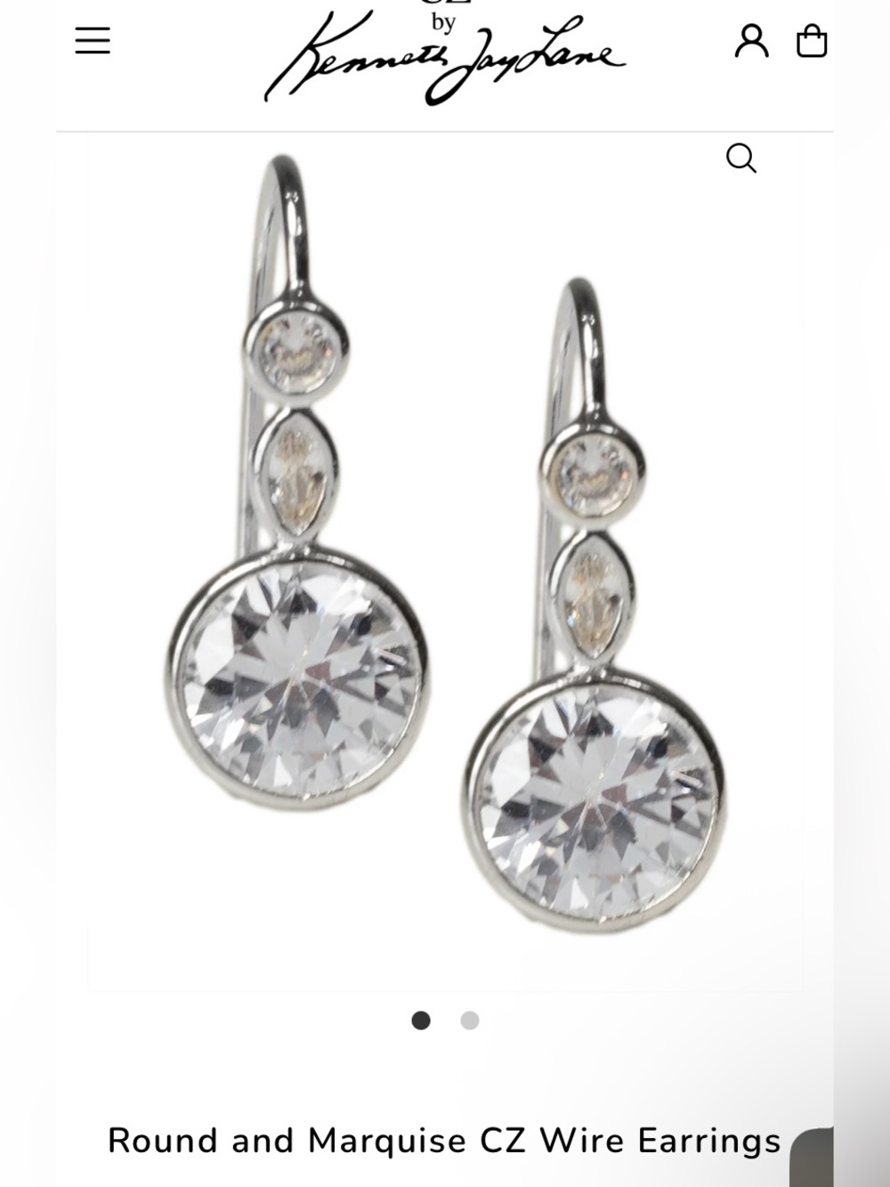 Kenneth Jay Lane Silver Earrings with Cubic Zirconia